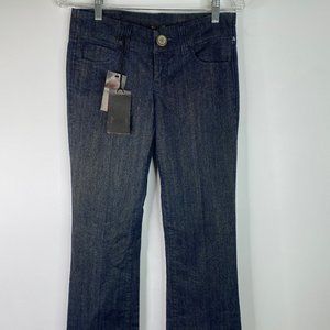 LEVEL 99 gold shimmer wide leg flare jeans sz 25